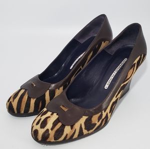 Donald J Pliner Animal Print Leather Wedge Heels